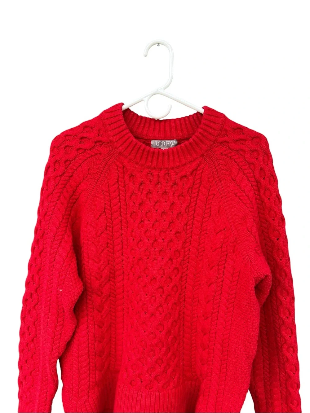 J. Crew Heavyweight Cable Knit Crewneck Sweater - Red - Size Medium 100% Cotton